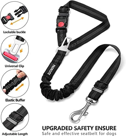 2 Piece Set Retractable Dog Car Seatbelts - Adjustable Pet Seat Belt for Vehicle Headrest Restraint - Heavy Duty & Elastic & Durable Car Harness - Image 3