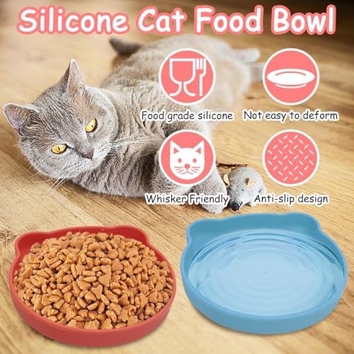 3Pcs Silicone Cat Bowl with Suction Cup 7in Shallow Dog Food Dishes - Image 3