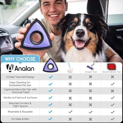 Analan Mini Pet Hair Remover for Car Detailing Dog Hair Tool Brush(Purple) - Image 3