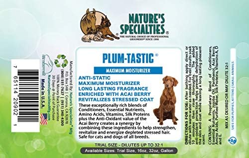 Nature's Specialties Plum-Tastic Ultra Concentrated Dog Conditioner for Pets, Makes up to 4 Gallons, Natural Choice for Professional Groomers, Maximum Moisture, Made in USA, 16 oz - Image 2