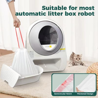 100 Pack Drawstring Cat Litter Box Liner Bags For Litter-Robot 3/4,Waste Bags Compatible With Self-Cleaning Litter Box,Heavy Duty - Image 2