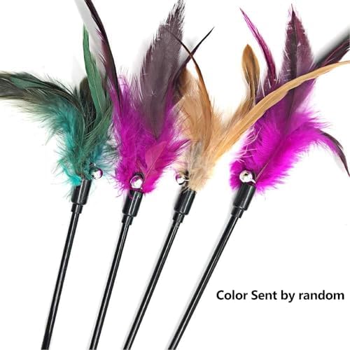4 PCS Interactive Cat Teaser Wand - 20" Long Wand with Loud Bell for Cat and Kitten - Image 3