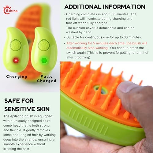 Cat Steam Brush for Shedding, Steamy Grooming Comb with Anti-Static Spray for Cats & Dogs, Gentle Defur Comb for Tangled & Loose Hair, Ergonomic Pet Mist Brush Design, Cepillo de Vapor para Gato Perro - Image 4