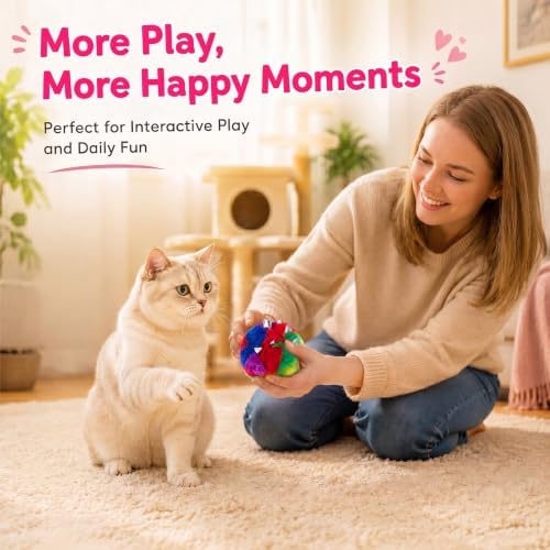 Deekin 20 Pcs Cat Crinkle Toys 3.15 Inch Large Pom Pom Balls for Cats - Image 6