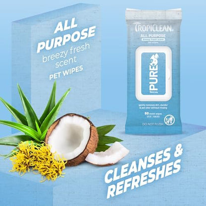 TropiClean Pure All Purpose Dog Wipes, Breezy Fresh Scent, 50ct - Image 5