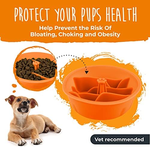 Mighty Paw Slow Feeder Dog Bowls | Interactive Dog Bow Insert - Silicone Puzzle Feeder Insert - Medium for All Sized Breeds (7" x 2") - Image 2