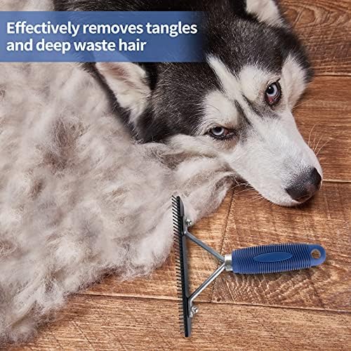 Long Tooth Grooming Undercoat Rake + Stainless Steel Shedding Comb - Image 2