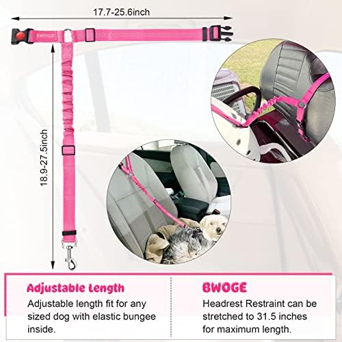 BWOGUE 2 Pack Dog Seat Belt for Car, Headrest Restraint Bungee Leads - Image 2