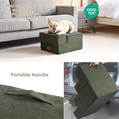 EHEYCIGA Dog Stairs 13.5" H, 3-Step Extra Wide Dog Steps - Image 5