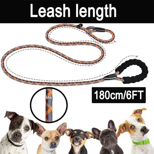 6 FT Heavy Duty Dog Leashes with Comfortable Padded Handle,Grey Orange - Image 5