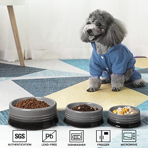 Sweejar Gradient Dog Bowl, Ceramic Dog Food Dish for Puppy and Kitten, Porcelain Pet Bowl for Food and Water 8 oz (Gradient Grey) - Image 2