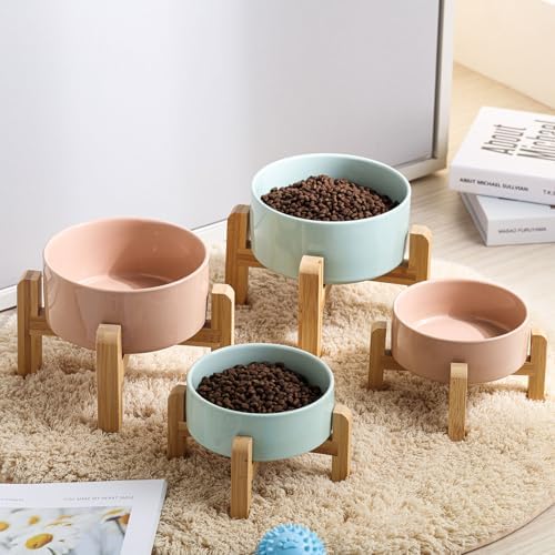 Petygooing Khaki Elevated/Raised Ceramic Dog Bowl for Small Breeds, Dog Food Water Dish with Stand,Pet Feeding Bowl with Anti Slip Rubber for Cats and Small Dogs Puppy 13.5 OZ (5.1In / 1.7 Cups) - Image 4