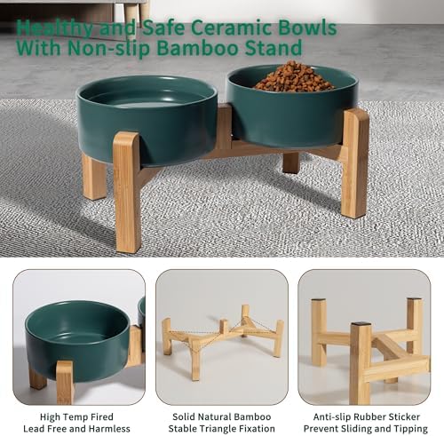 Elevated Ceramic Dog Bowl, 3.6 Cups Dog Food and Water Bowl Set with Stand - Image 3