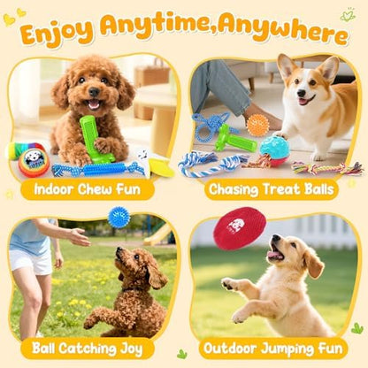 KIPRITII 25 Pack Dog Toys Set – Ideal for Teething, Entertainment & Interactive Play, Includes Puppy Toys, Rope Toys, Treat Balls and Squeaky Dog Toys - Image 3