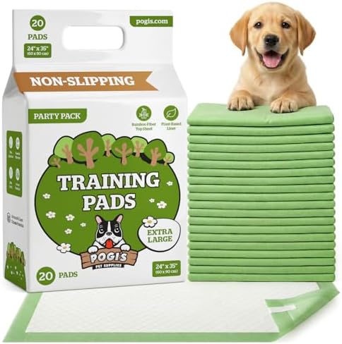 Pogi’s Potty Pads with Sticky Tabs – XL, Super Absorbent, Odor Blocking, 20-Count (24x35in) by PogisPetSupplies