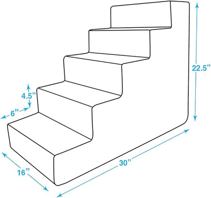 Best Pet Supplies Dog Stairs for Small Dogs & Cats, Foam Pet Steps Portable Ramp for Couch Sofa and High Bed Non-Slip Balanced Indoor Step Support, Paw Safe No Assembly - Gray Lattice Print, 5-Step