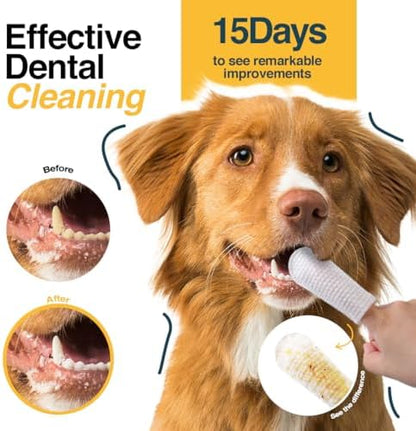 Pack of 90 Dog Teeth Cleaning Wipes - No-Rinse Dog Toothbrush & Effective Dog Dental Wipes (1.5 x 3.15 in) - Image 2