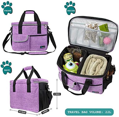 PetAmi Dog Travel Bag Organizer, Pet Supplies Diaper Tote, Purple Medium - Image 2