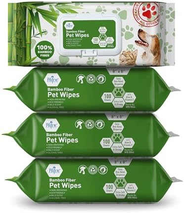 MED PRIDE Bamboo Fiber Dog Wipes 8x8 in,Hypoallergenic,Aloe Vera,400 Count by MEDPRIDE