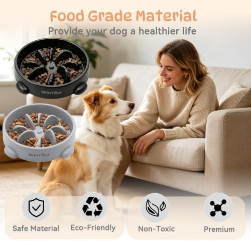 WinTour 2 Pack Slow Feeder Dog Bowls, BPA Free, Medium & Small Dog Bowls - Image 5