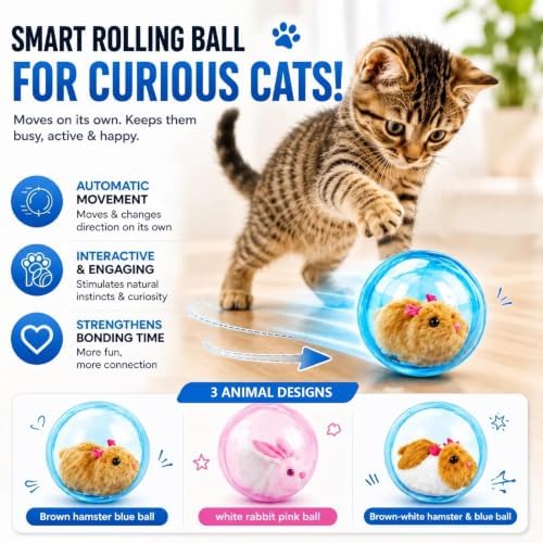 Self-Rolling Interactive Cat Ball 360° Automatic Moving Pet Toy2026 New Self-Rolling Interactive Cat Ball Realistic Animal Automatic Moving Rolling - Image 4