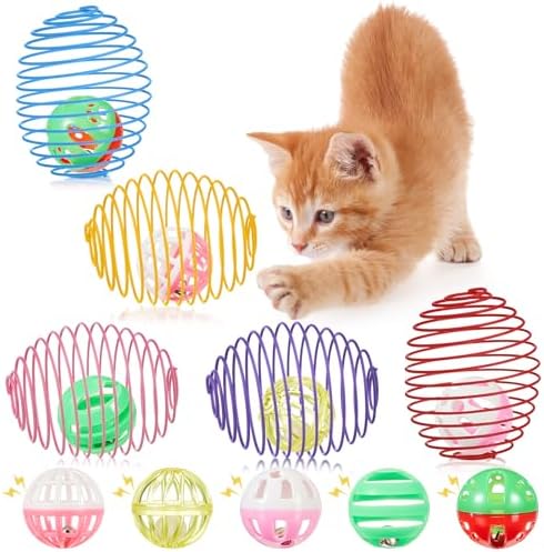 Jecery 5 Pcs Cat Toys Spring,Bell Ball,Multicolor by Jecery