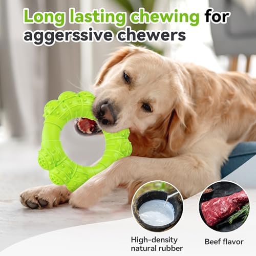 Indestructible Dog Chew Toys for Aggressive Chewers, Super Chewer Toys for Medium Large Dogs, Interactive Ring Toy, Heavy Duty Teething Toys - Image 3