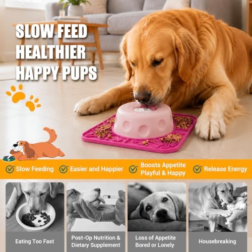 Slow Feeder Dog Bowl with Rolling Ball, 2 in 1 Dog Lick Bowl with Mat - Image 3
