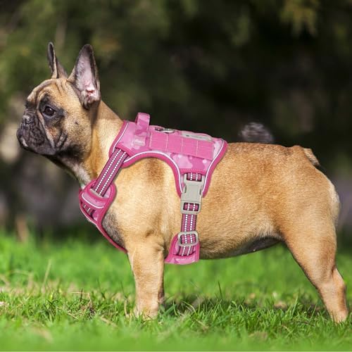 Beebiepet Heavy Duty Tactical Dog Harness for Small Dogs, No Pull Adjustable Pet Harness Reflective Service Training Easy Control Pet Vest Military K9 Working Dog Harnesses- Medium, Pink Camo - Image 2