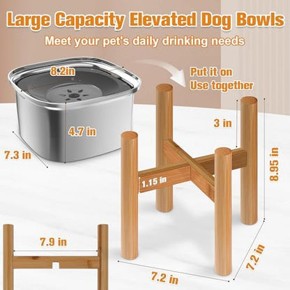 Decflow 3L Elevated Dog Water Bowl, Stainless Steel Raised Food Dispenser with Stand, Large Capacity No Spill Dog Water Bowl for Small, Medium and Large Dogs - Image 2