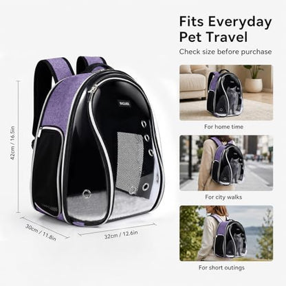 BAGLHER Cat Carrier Backpack Bubble - Fit Up to 18 Lbs - Airline-Approved Dog Backpack Carrier for Small Pets Puppies Dogs Bunny, Space Capsule Dog Carrier Backpack for Travel Outdoor Hiking, Purple - Image 6