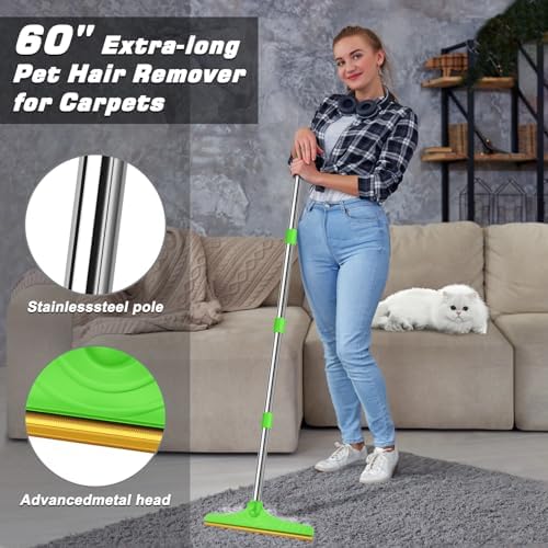 B-Land Carpet Rake for Pet Hair Removal, Green - Image 2