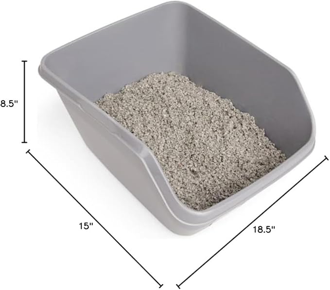 So Phresh Scatter Shield High-Back Litter Box Grey Large 18.5" L X 15" W X 8.5" H
