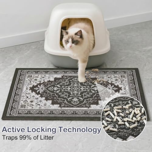 Glittme Cat Litter Mat, 33"x22" Non-Slip Washable Trapping Mat for Cats - Image 2