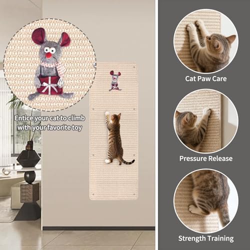 FHTONGE 39.4x15.8 Thickened Cat Wall Climbing Carpet with 16 Fixed Nails - Image 6