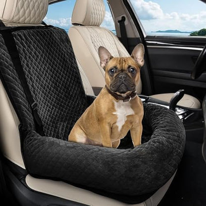 Sephyroth Dog Car Seat for Small/Medium Dogs,Dog Car Bed Washable Pet Travel Safety Car Seat,Super Soft Safe Removable Pet Booster Seat,Fits for All Cars(Black) by Sephtroth