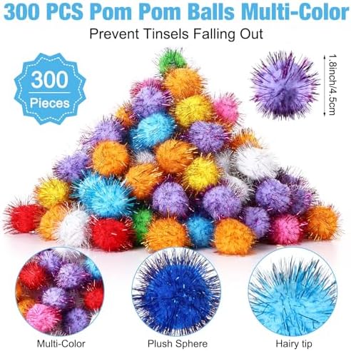 Poen 300 Pieces Cat Toy Pom Pom Balls for Cats, Tinsel - Image 2