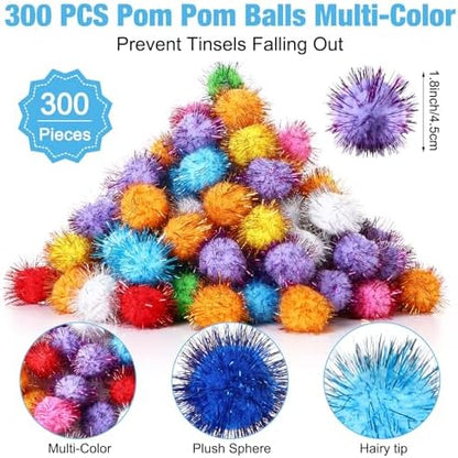 Poen 300 Pieces Cat Toy Pom Pom Balls for Cats, Tinsel - Image 2