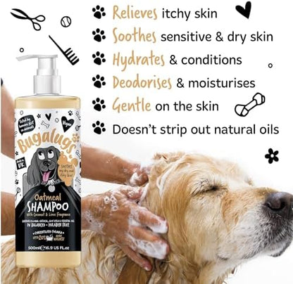 BUGALUGS Oatmeal & Aloe Vera Dog Shampoo Dog Grooming Shampoo Products for Smelly Dogs with Fragrance, Oatmeal Puppy Shampoo, Professional Vegan pet Shampoo & Conditioner - Image 2