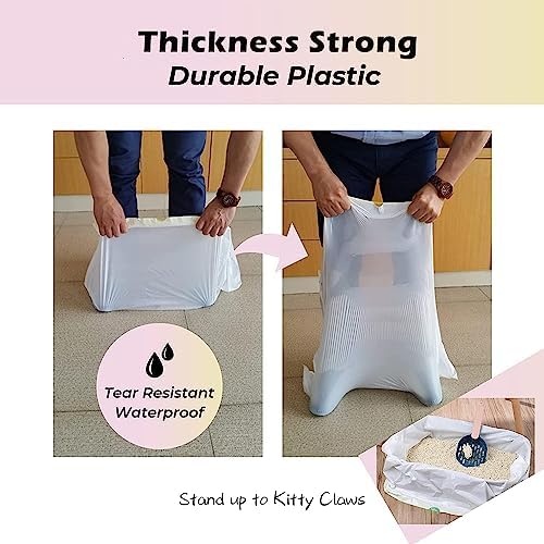 20 Count Jumbo Cat litter Box Liners, 46" x 19" Extra Large Heavy Duty Litter Pan Liner Bags with Drawstring for Pet Cat Litter Tray (Unscented) - Image 2
