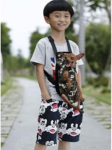 Pet Dog Puppy Cat Carrier Five Holes Backpack Double Shoulder Straps Canvas Cotton Front Chest Backpack Bag (Camouflage, Small) - Image 4