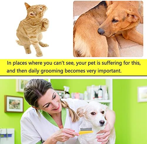 Cat Comb Dog Comb Fine Tooth Pet Grooming Set For Grooming And Removing Dandruff Flakes Remove Float Hair Tear Marks (yellow) - Image 2