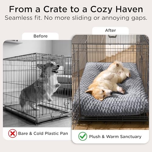Bedsure Washable Dog Bed for Crate Medium Size Dog, Soft Bubble Fleece, 29" - Image 4