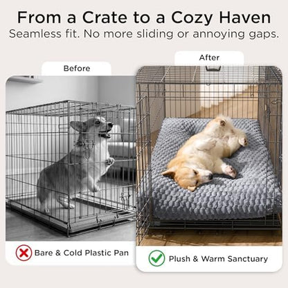 Bedsure Washable Dog Bed for Crate Medium Size Dog, Soft Bubble Fleece, 29" - Image 4