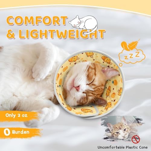 Cat Cone Collar Soft to Stop Licking, Adjustable, Foldable Lightweight Kitten Cones After Surgery Recovery for Cats & Kittens, Cat Cone Alternative, Easy Eating (Orange, M) - Image 2