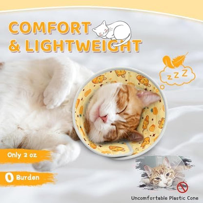 Cat Cone Collar Soft to Stop Licking, Adjustable, Foldable Lightweight Kitten Cones After Surgery Recovery for Cats & Kittens, Cat Cone Alternative, Easy Eating (Orange, M) - Image 2