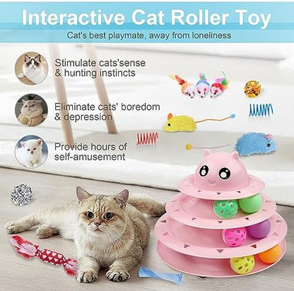 UPSKY 24 PCS Cat Toys Set with Teaser, Mice, Spring, and Various Ball Toys - Image 6