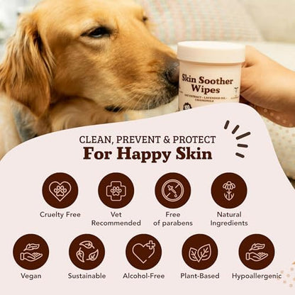 Natural Dog Company Skin Soother Wipes, 100 Count, Pet Wipes for Dogs, Hypoallergenic Formula, Dog Moisturizer for Dry Skin, Grooming, Pet Itch Relief for Dogs - Image 6