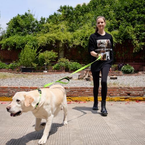 6 FT Green Nylon Reflective Dog Leash for Large Dogs with 2 Padded Handle - Image 6