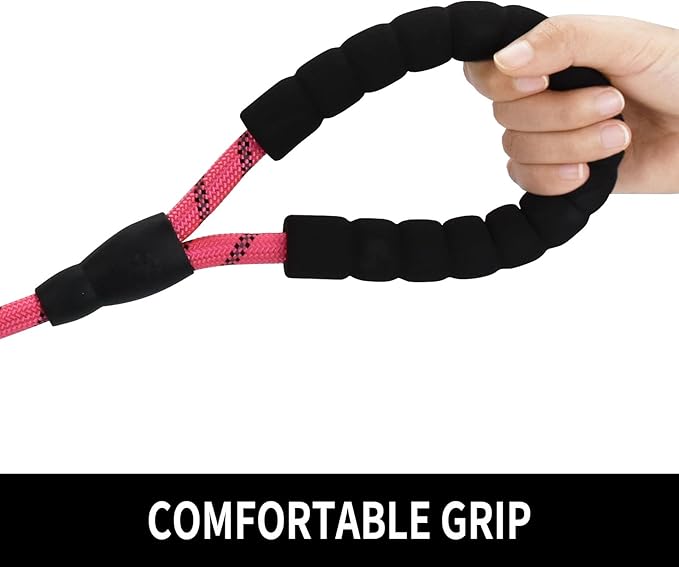 5/6 FT Strong Pet Dog Leash with Soft Padded Handle,Highly Reflective Rope for Night Walking,360-Degree Rotating Metal Buckle Without Tangles,Suitable for Small,Medium and Large Dogs.(5ft)